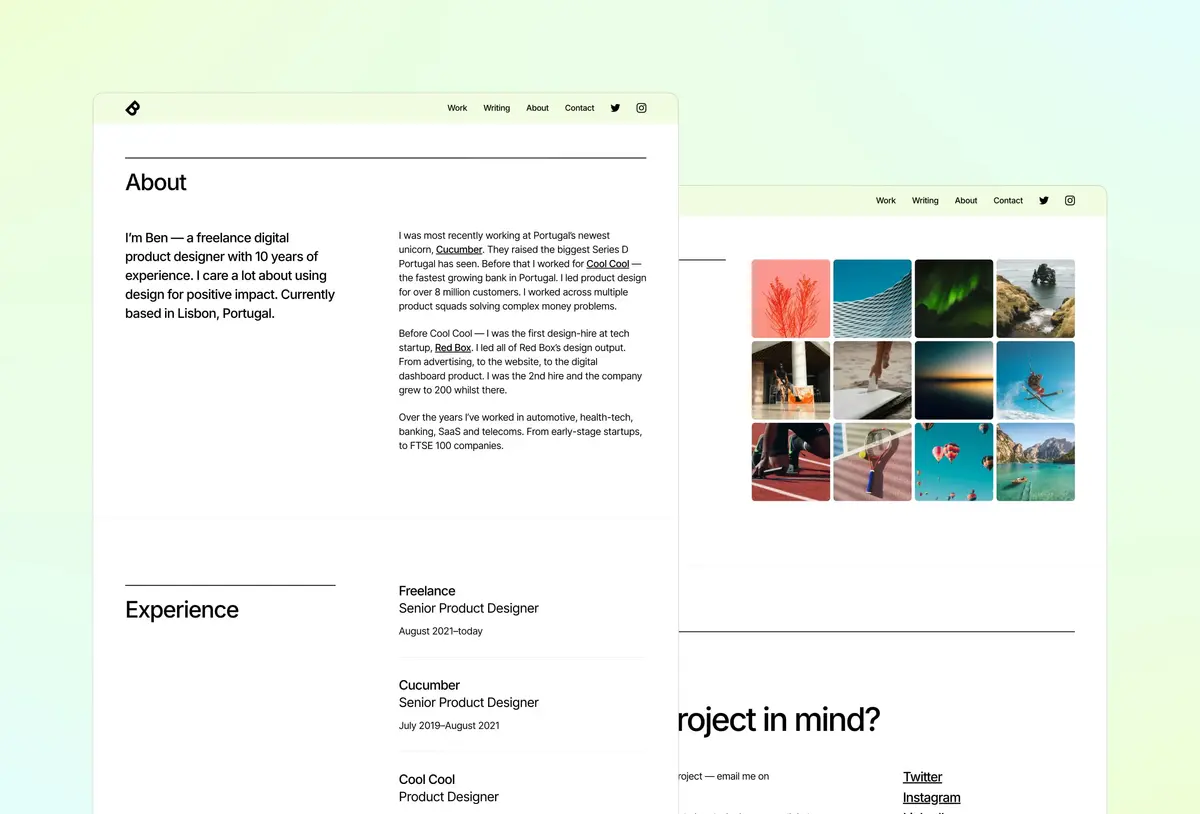 Sharp Framer portfolio template screenshot 5