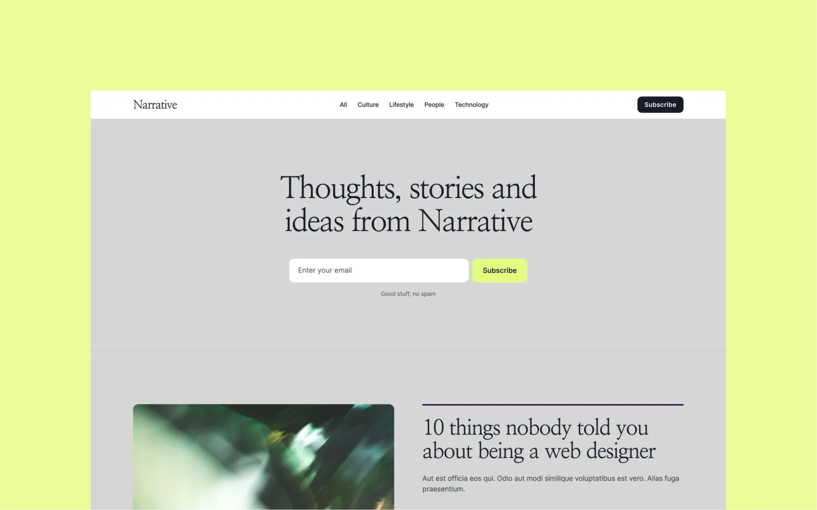 Narrative Webflow template by Bryn Taylor