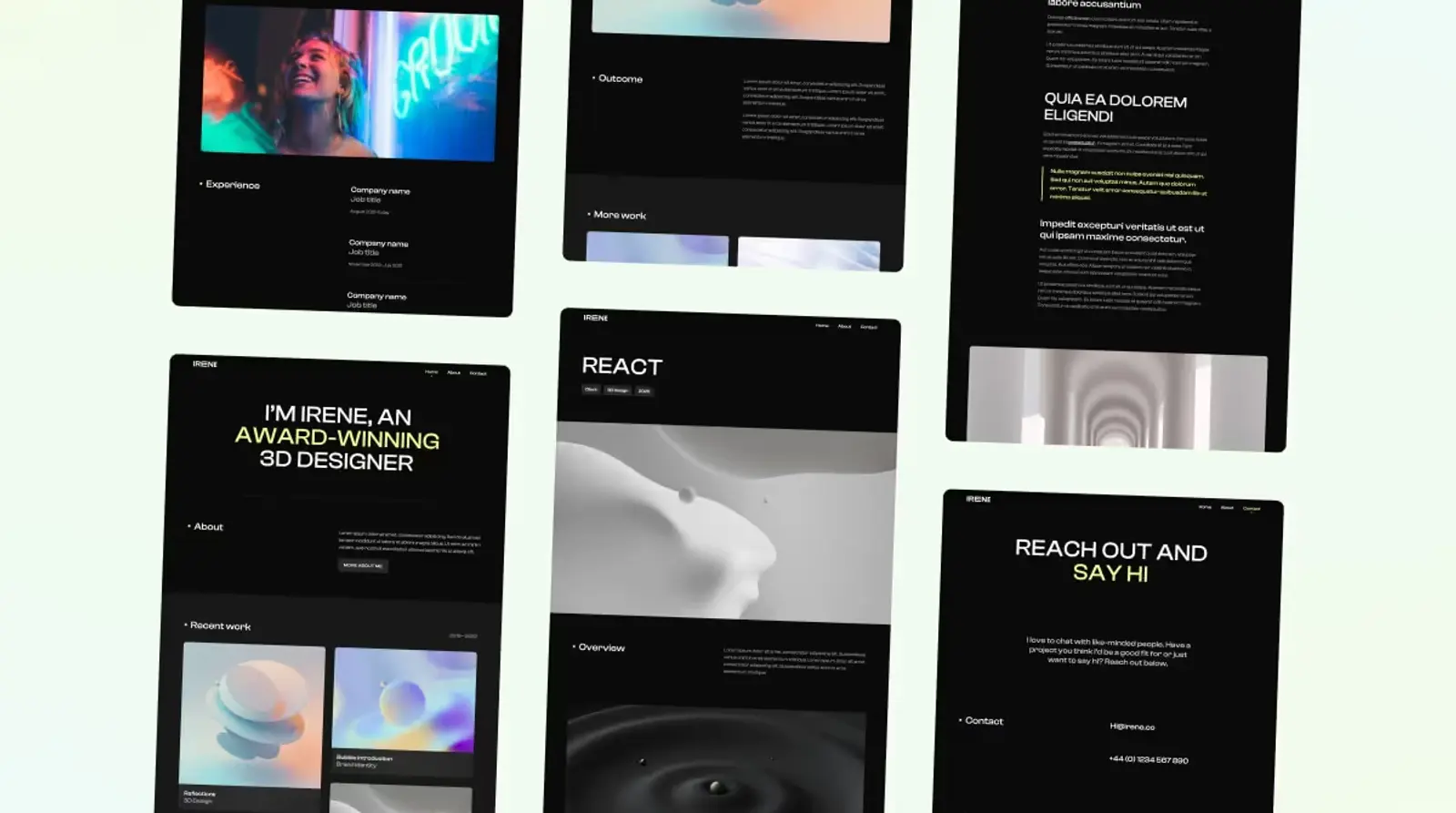 Showcasing the Irene portfolio template I built