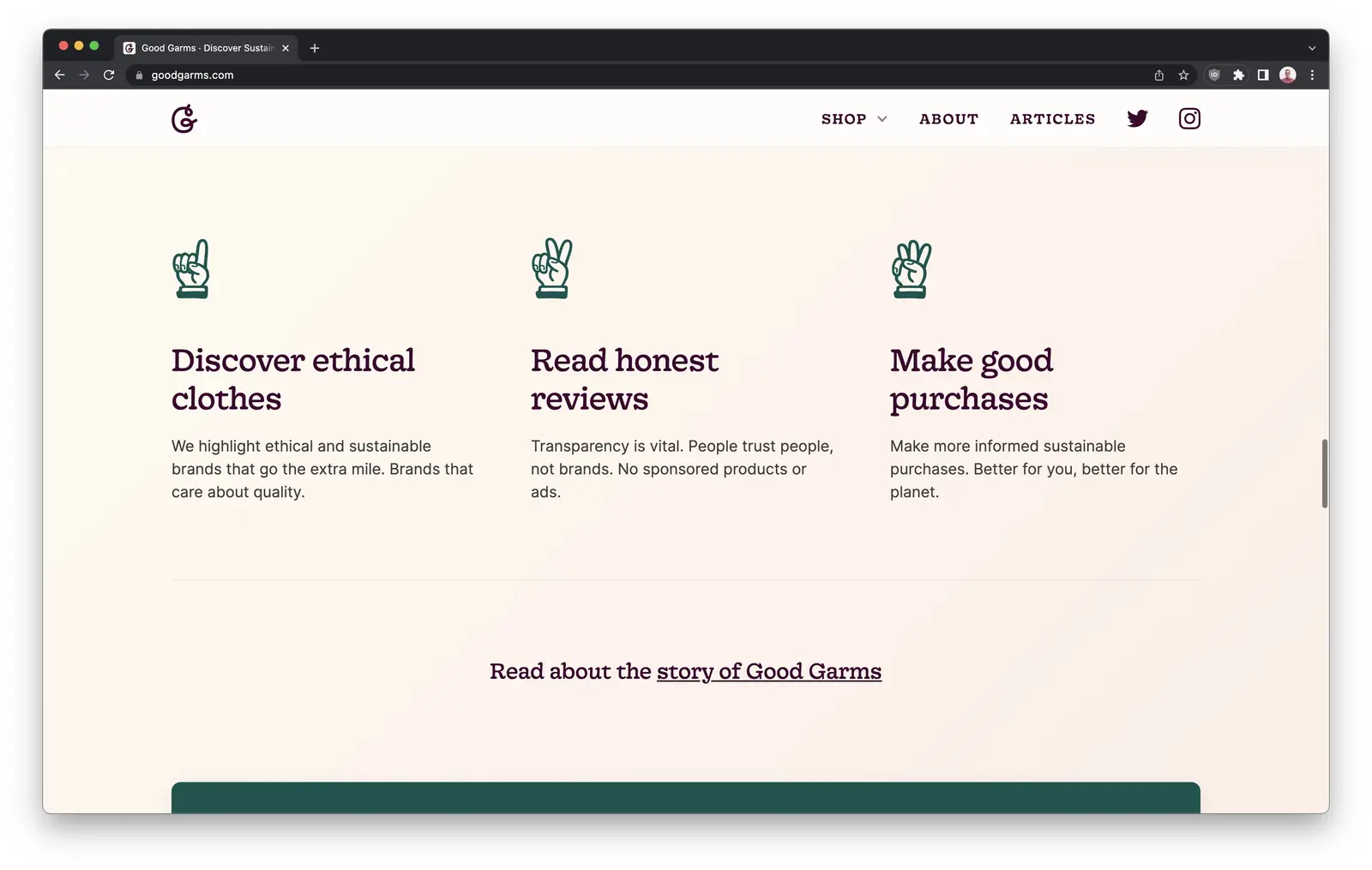 Showing the three steps of Good Garms