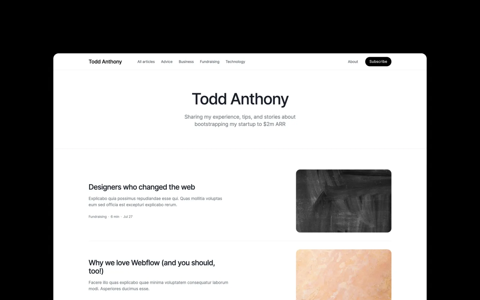 Column Webflow template by Bryn Taylor