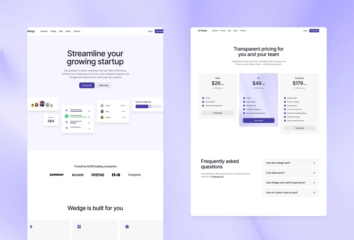 Wedge Framer SaaS template screenshot 2