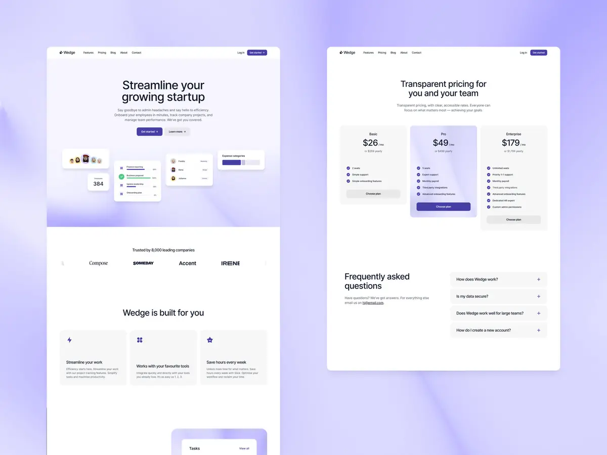 Wedge Framer SaaS template screenshot 2