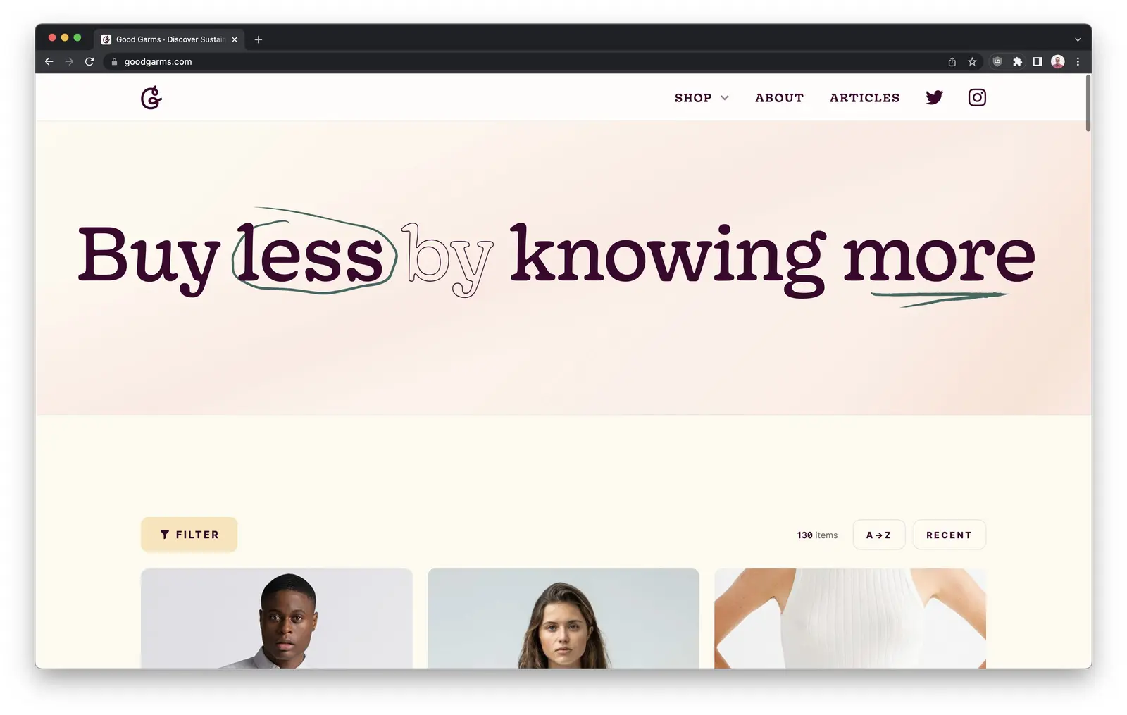 Good Garms existing homepage