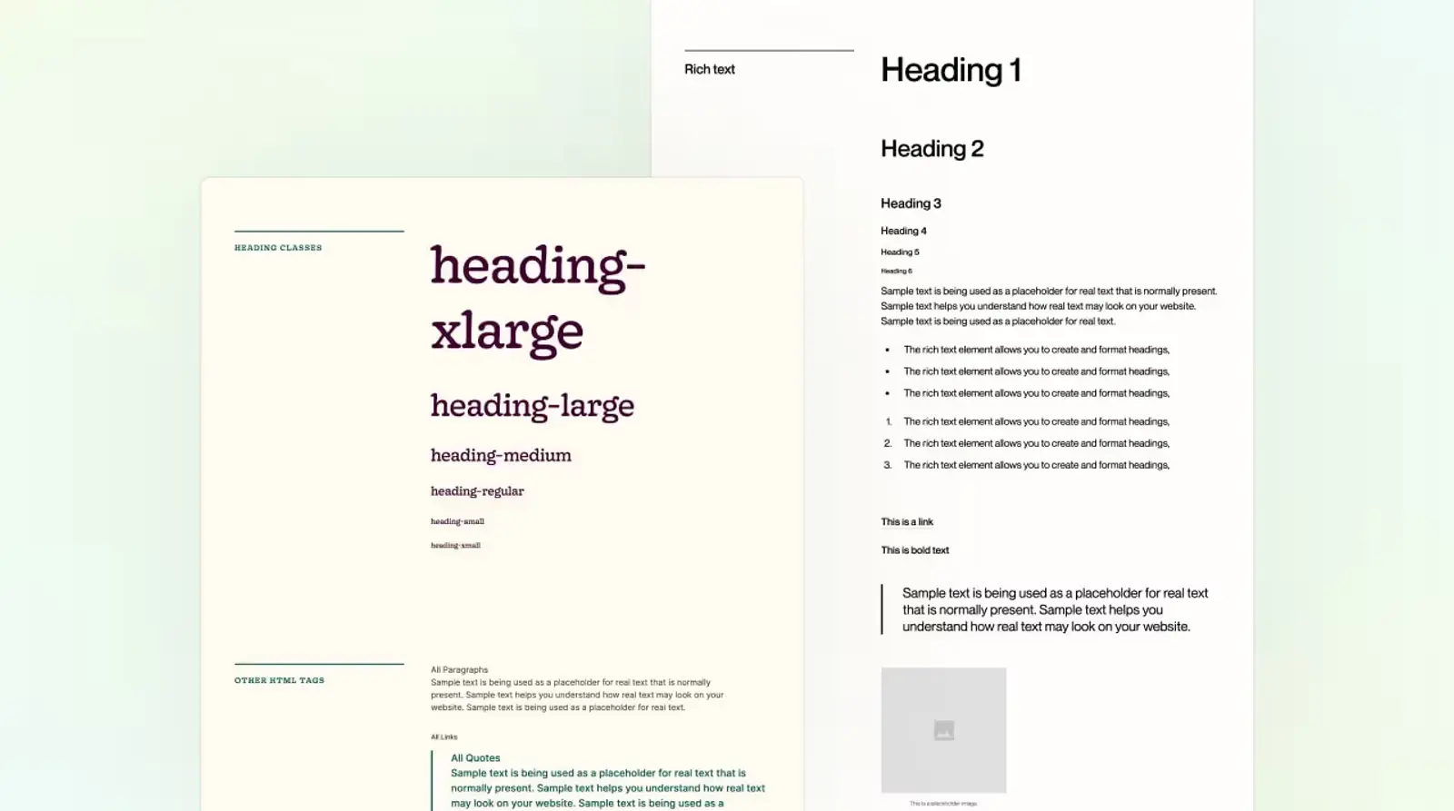 Two example style guides from past Webflow projects