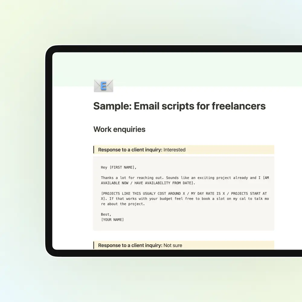 Sample: email scripts for freelancers
