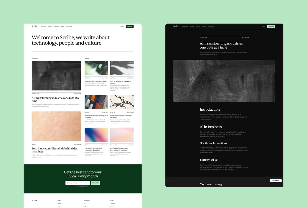 Scribe Framer blog template screenshot 2