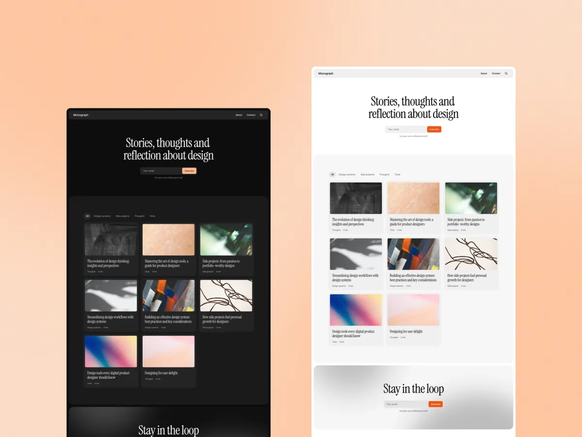 Monograph Framer blog template screenshot 2