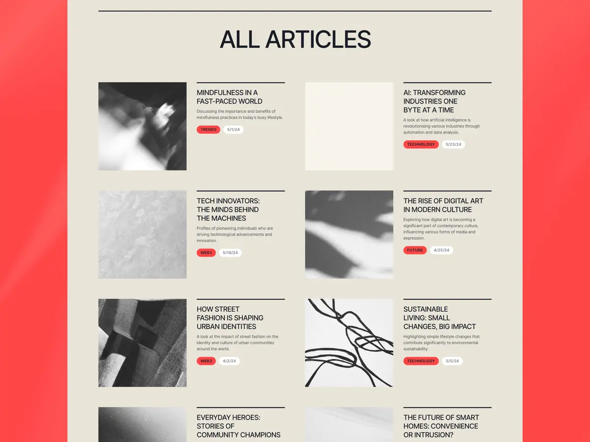 Reflect Framer blog template screenshot 2