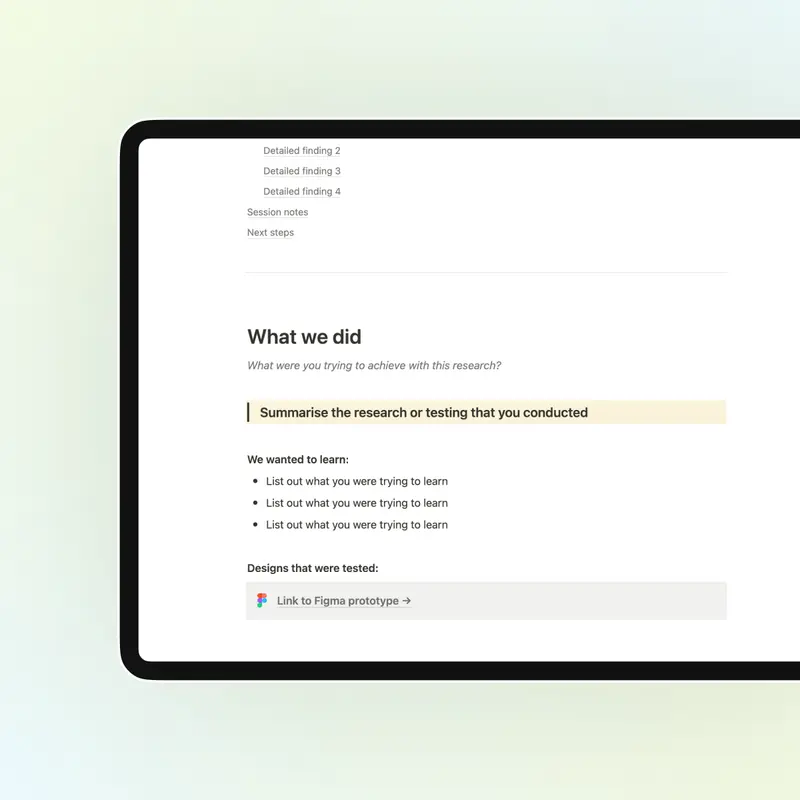 User research findings