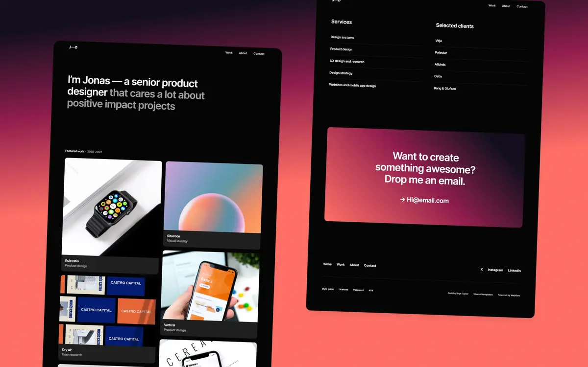 Jonas Dark Webflow template screenshot 3