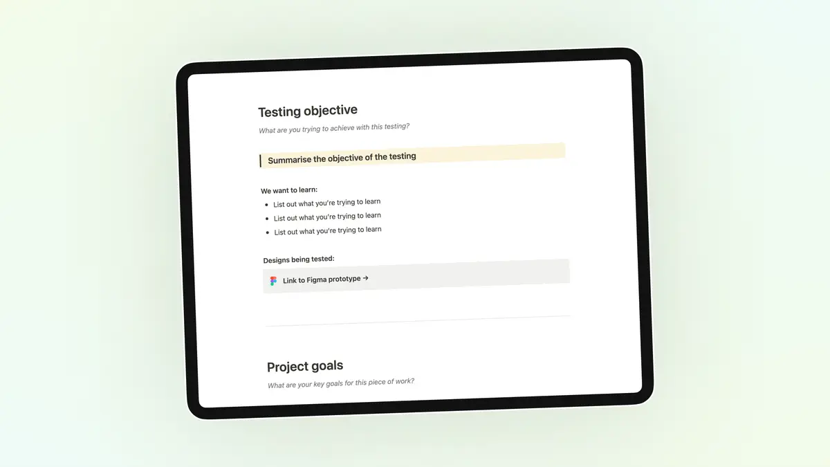 User testing plan + script screenshot 2