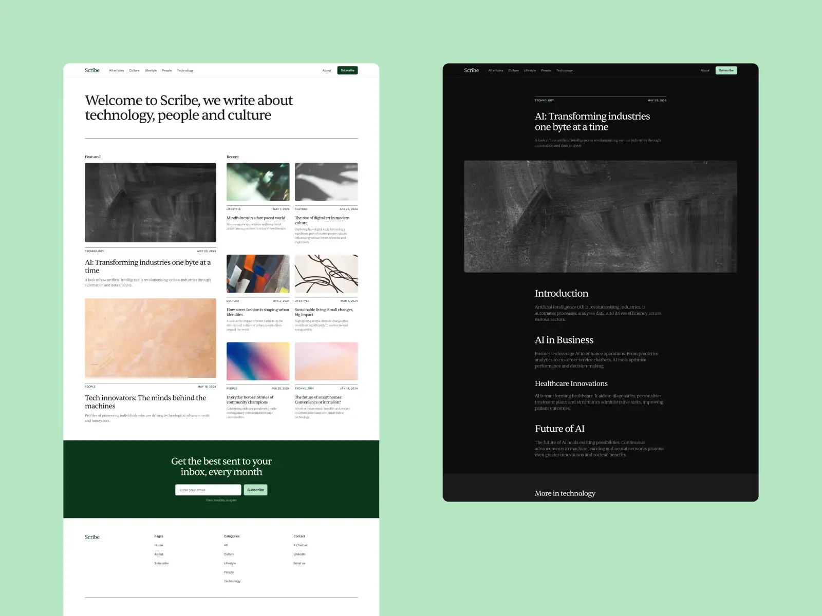Scribe blog Framer template by Bryn Taylor