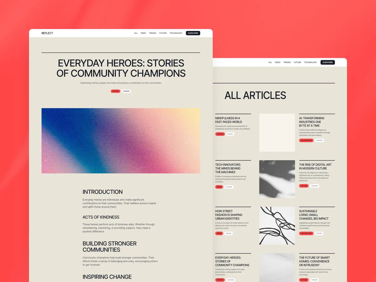 Reflect Framer blog template screenshot 5