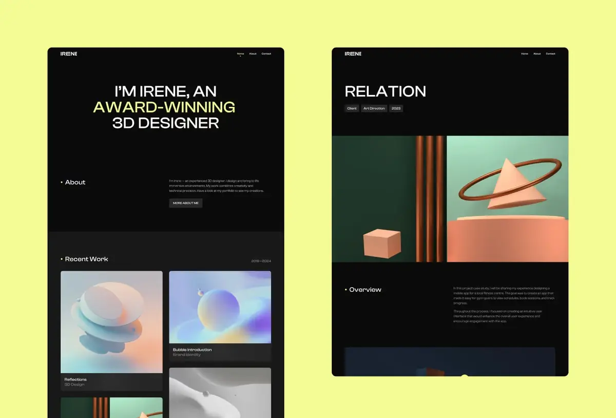 Irene Framer template screenshot 4