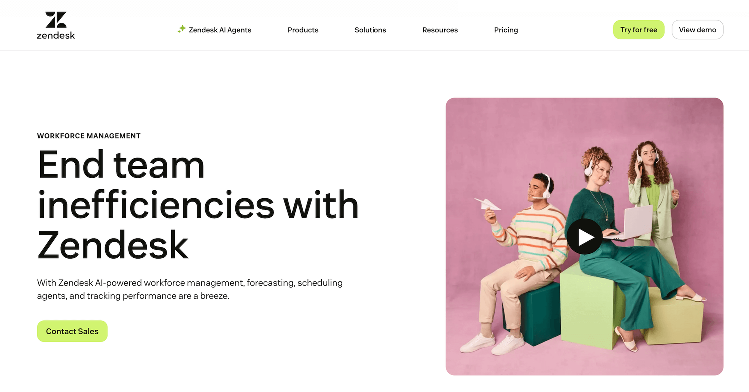Zendesk homepage: End team inefficiencies with Zendesk