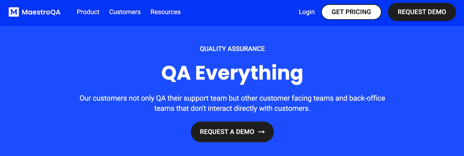 MaestroQA homepage: QA Everything