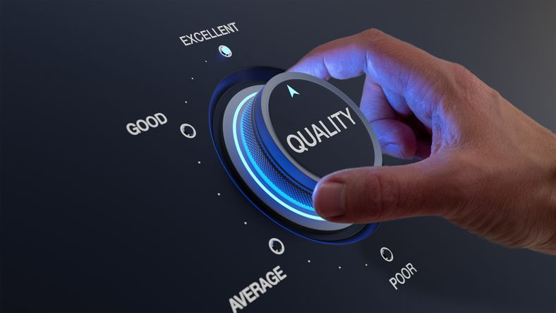 A person turns a 'quality' dial that increases quality to excellent Figure Blog Image null