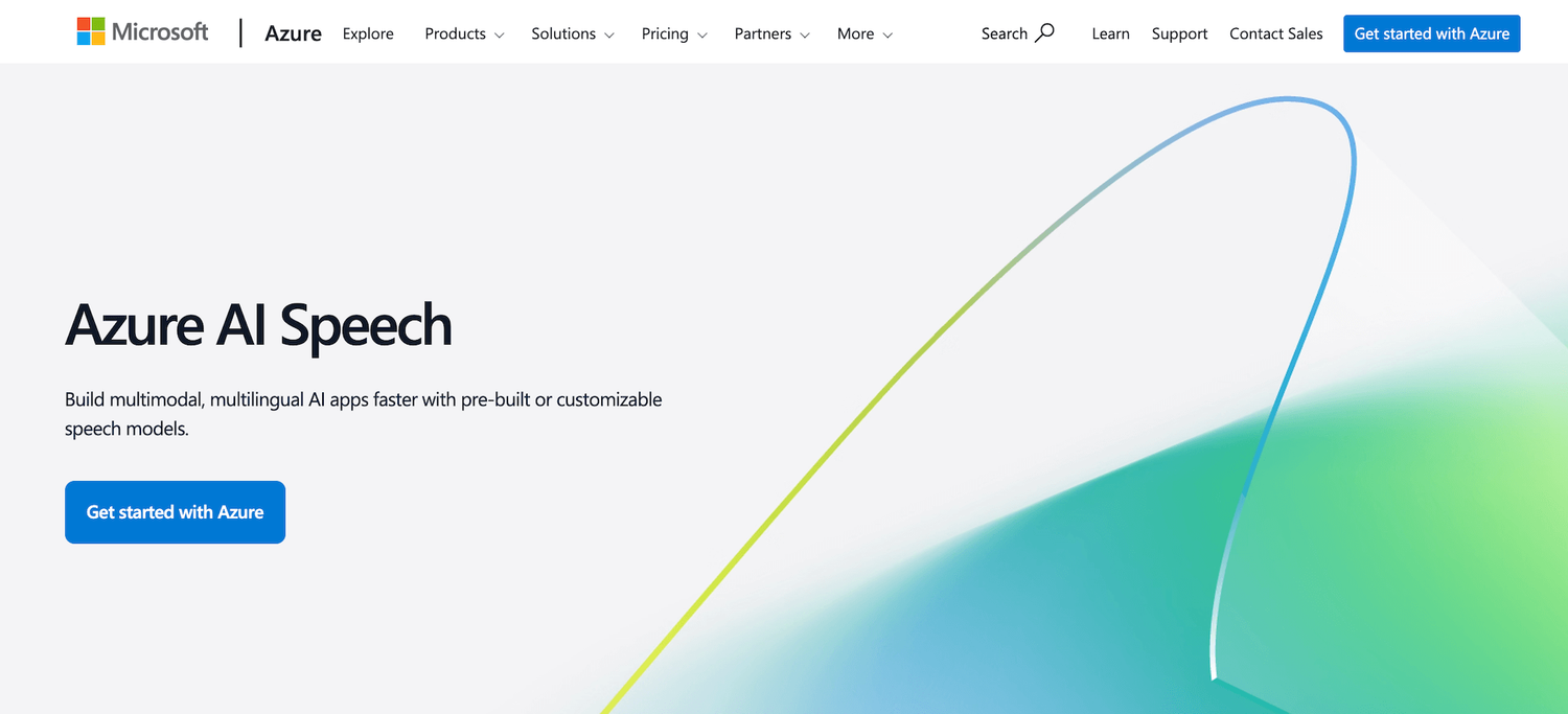Microsoft Azure AI Speech homepage