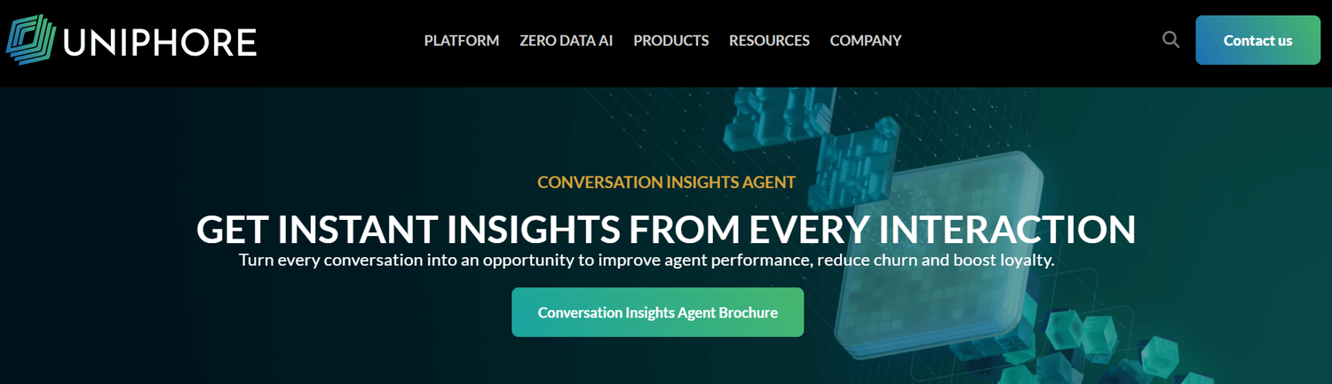 Uniphore homepage: Get Instant Insights from Every Interaction