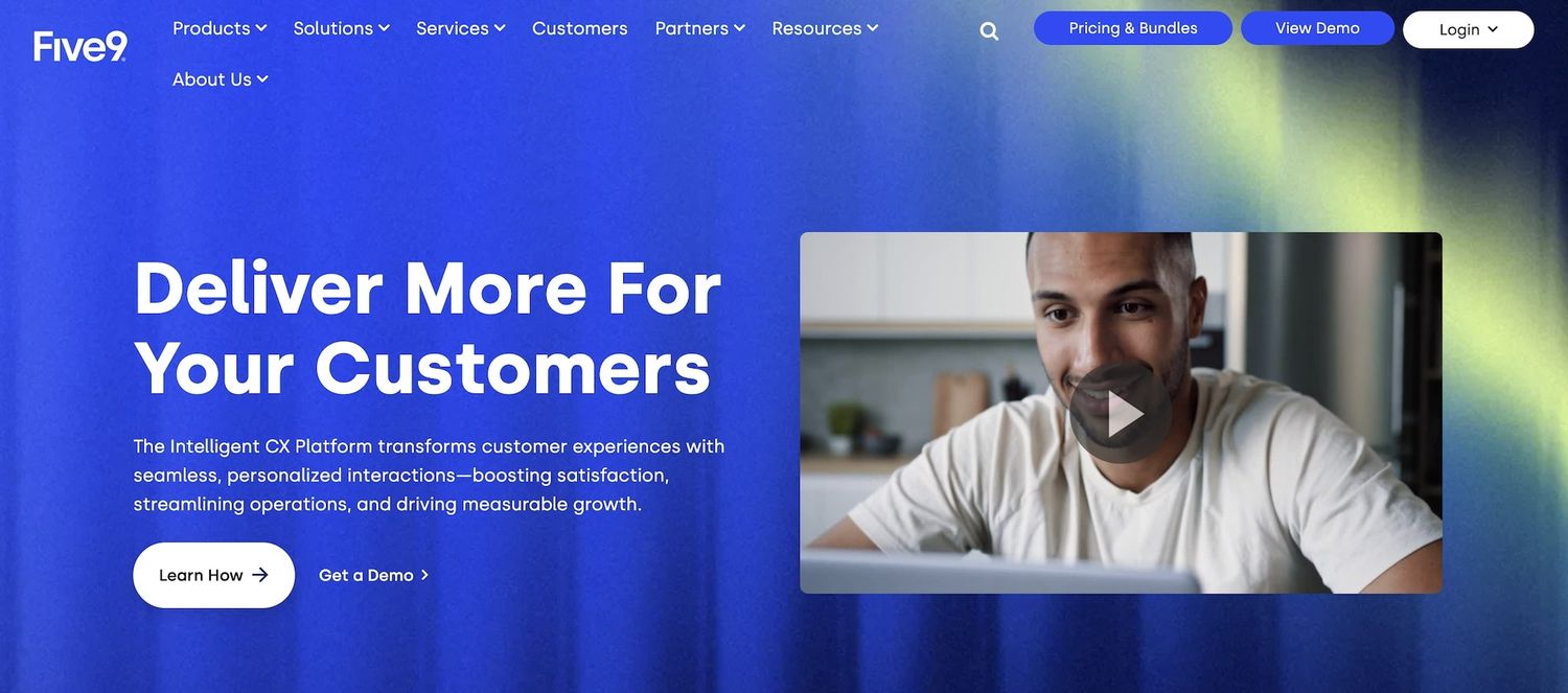 Five9 homepage: Deliver more for your customers