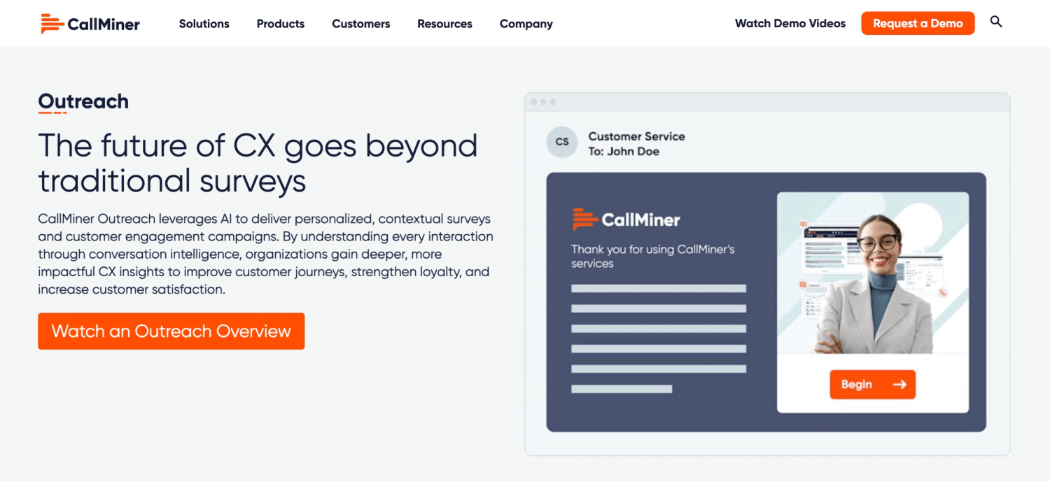 CallMiner Outreach Landing Page: The future of CX