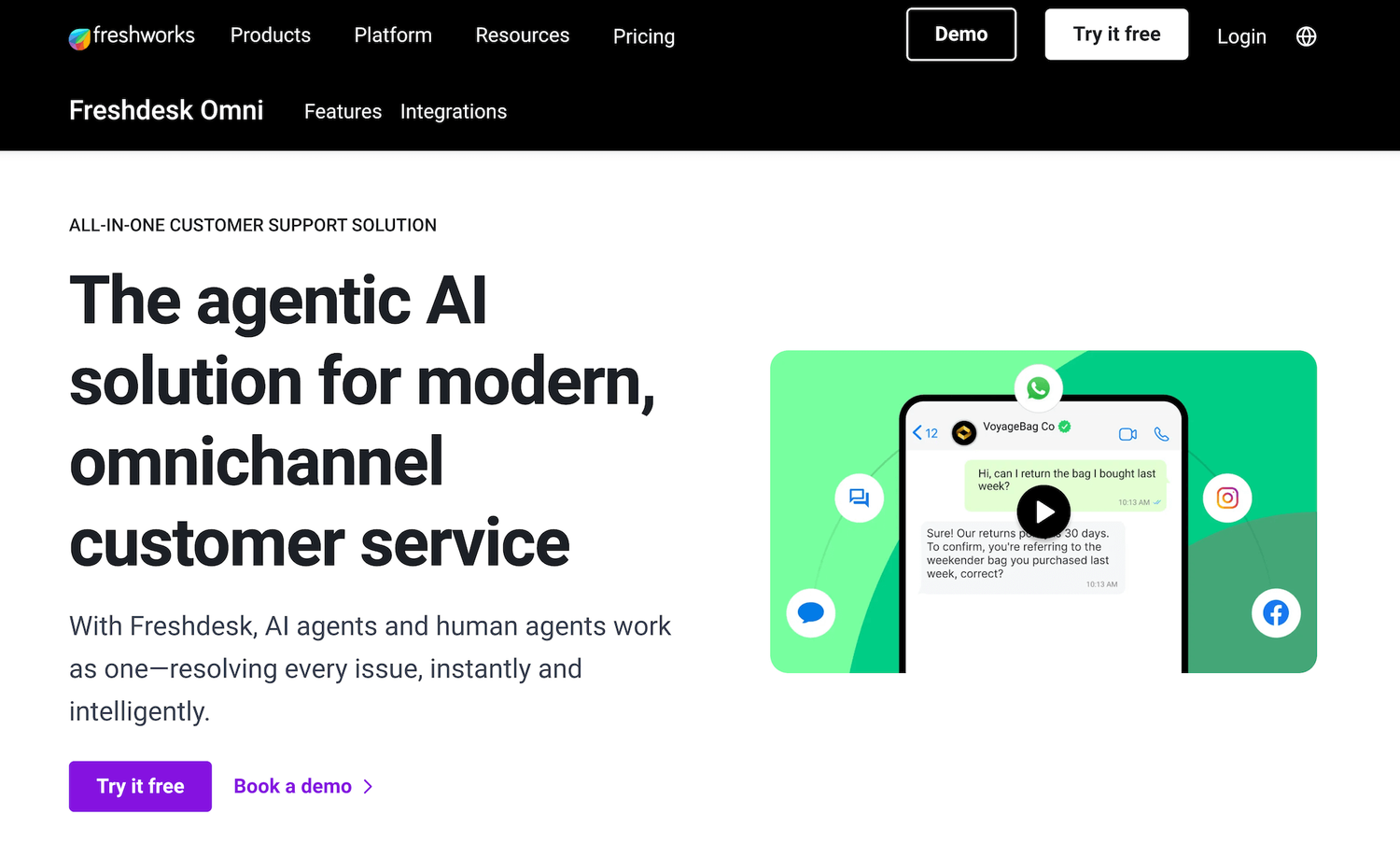 Freshdesk Omni homepage: The agentic AI solution