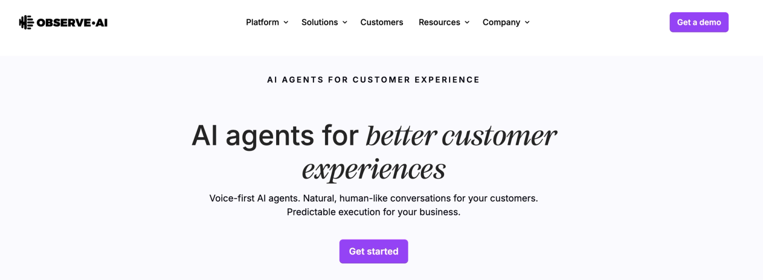 Observe AI homepage