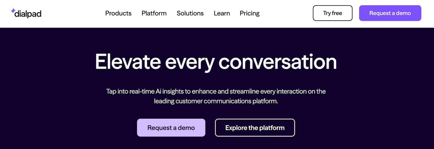 Dialpad homepage: Elevate every conversation