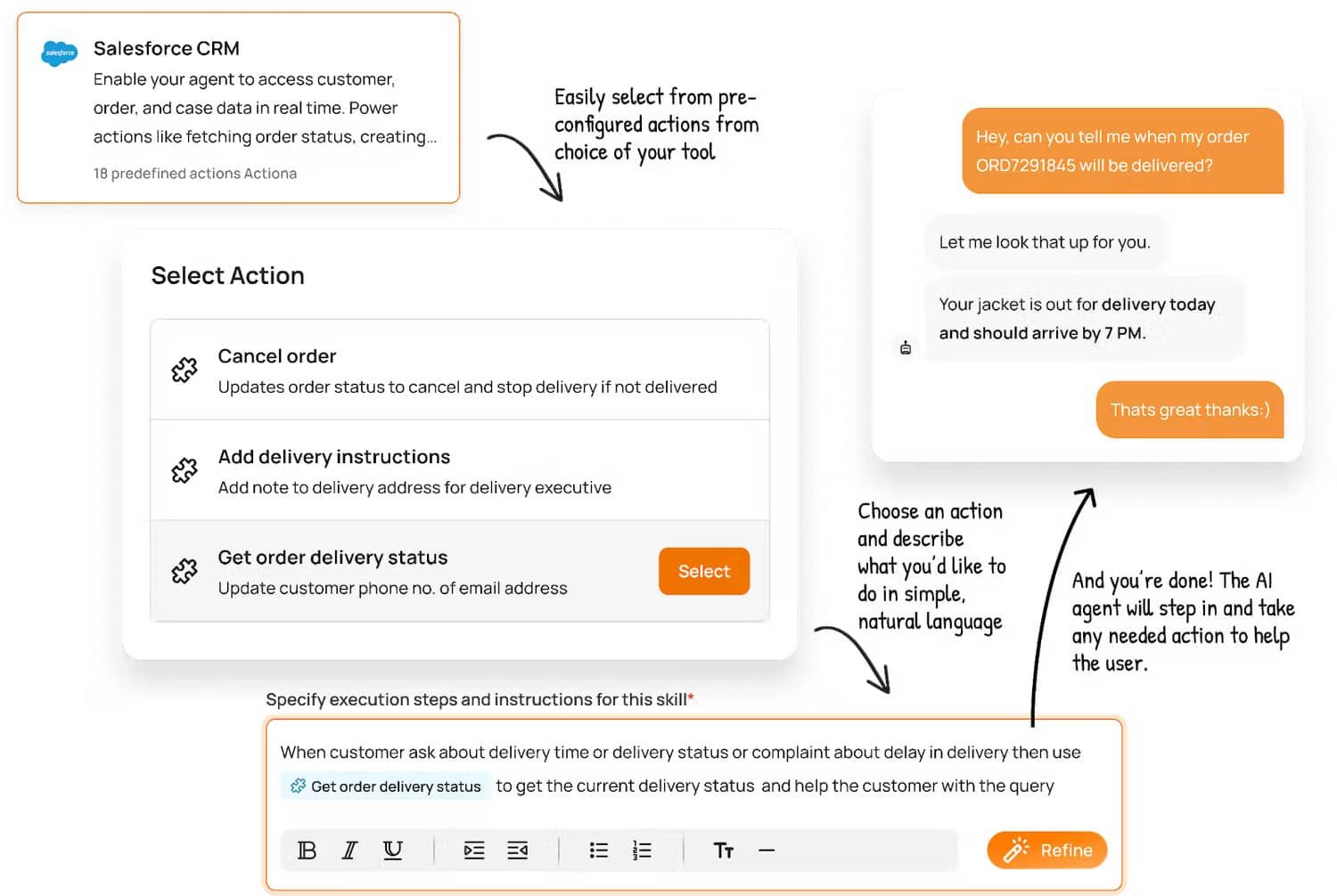 Level AI: Select action and specify execution steps