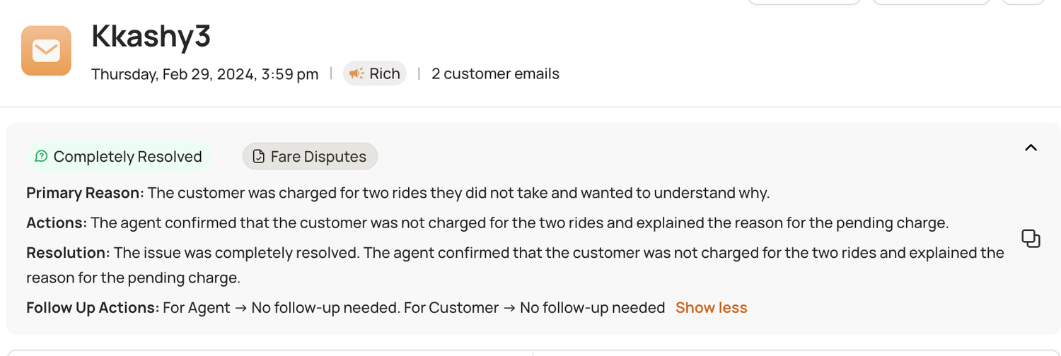 Customer Fare Dispute: Completely resolved