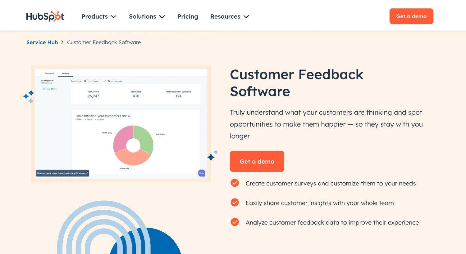 HubSpot homepage: Customer Feedback Software