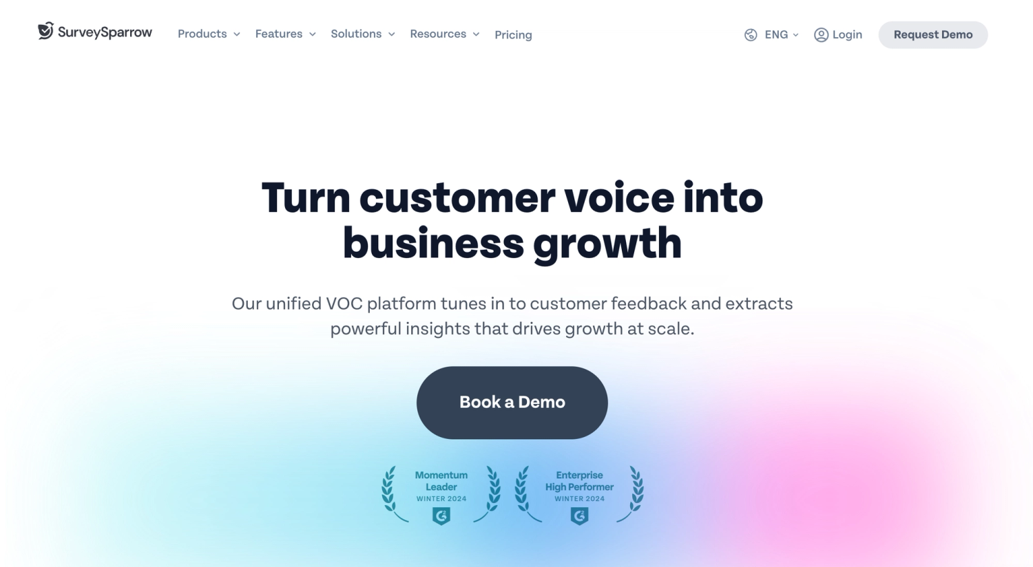 SurveySparrow homepage: Turn customer voice into business growth