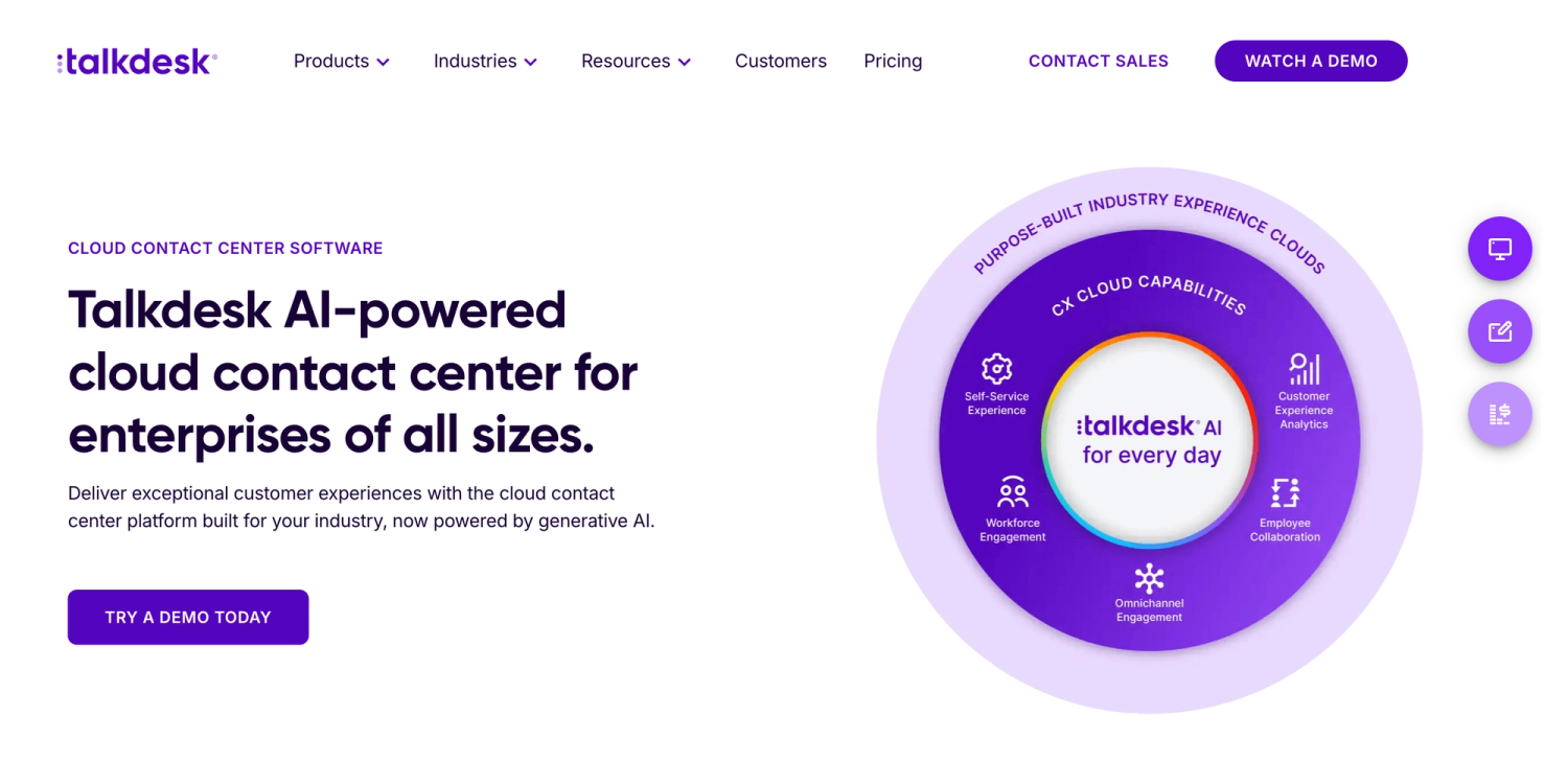 Talkdesk homepage