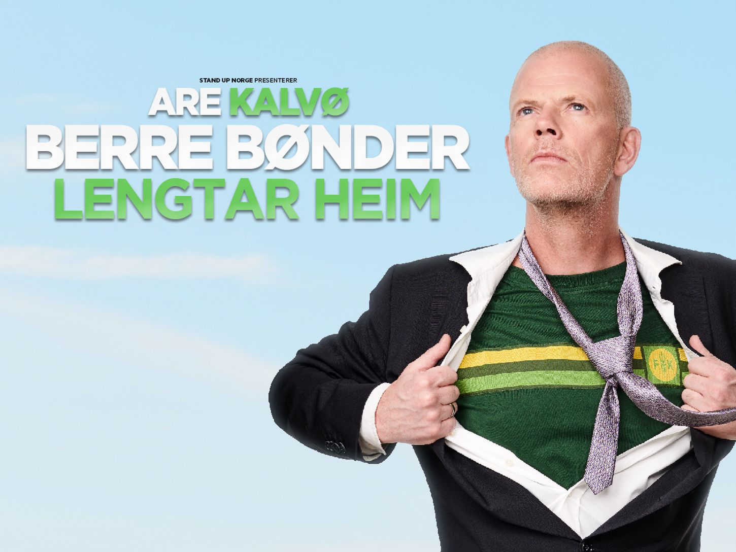 Bildeplakat av Are Kalvø med teksta "Berre bønder lengtar heim".