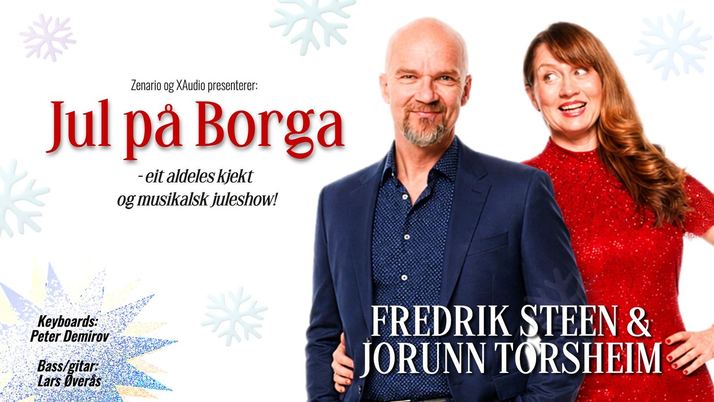 Jul på Borga-plakat med Fredrik Steen og Jorunn Torsheim