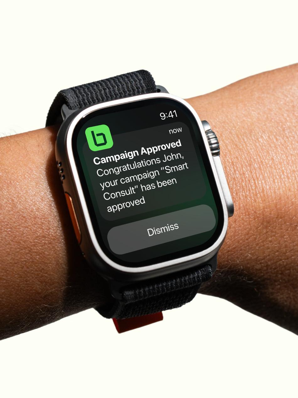 Brket notification displayed on a smartwatch.