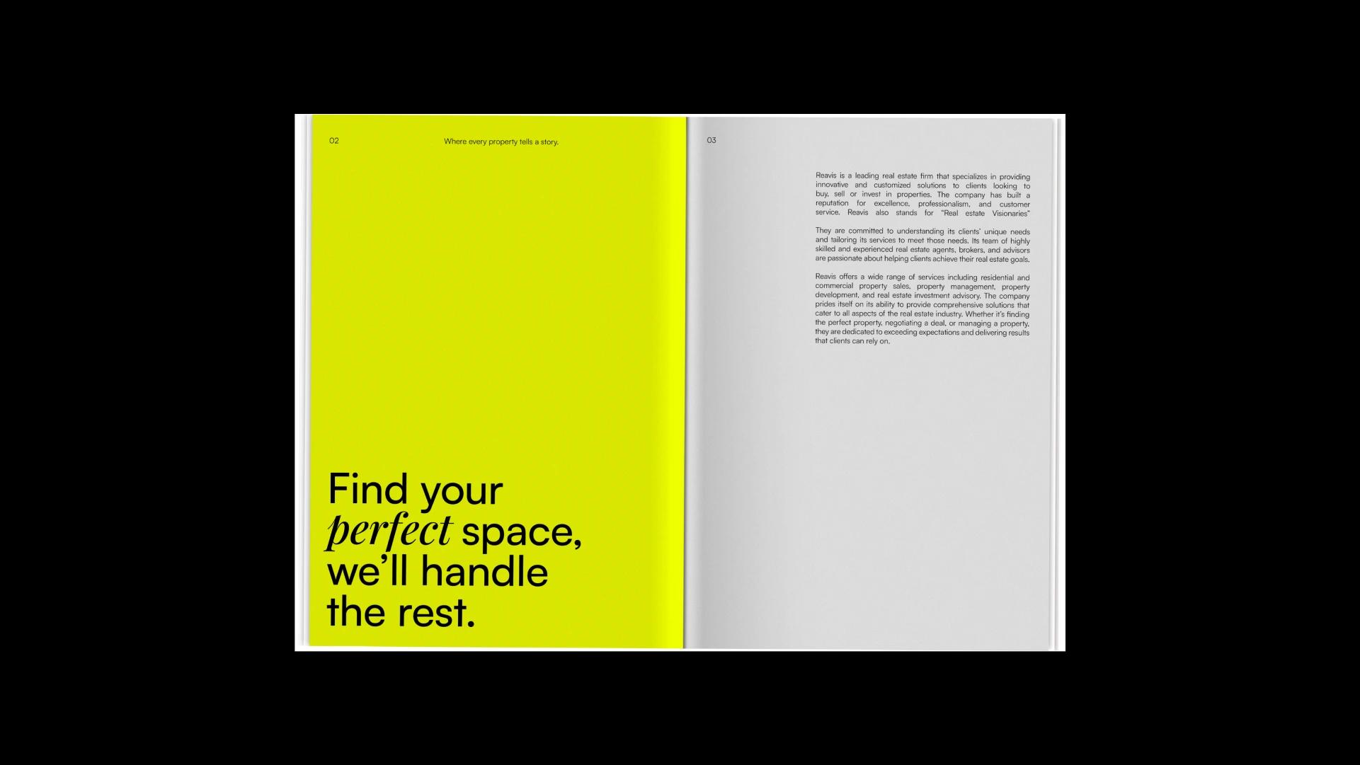 Reavis yellow brochure spread