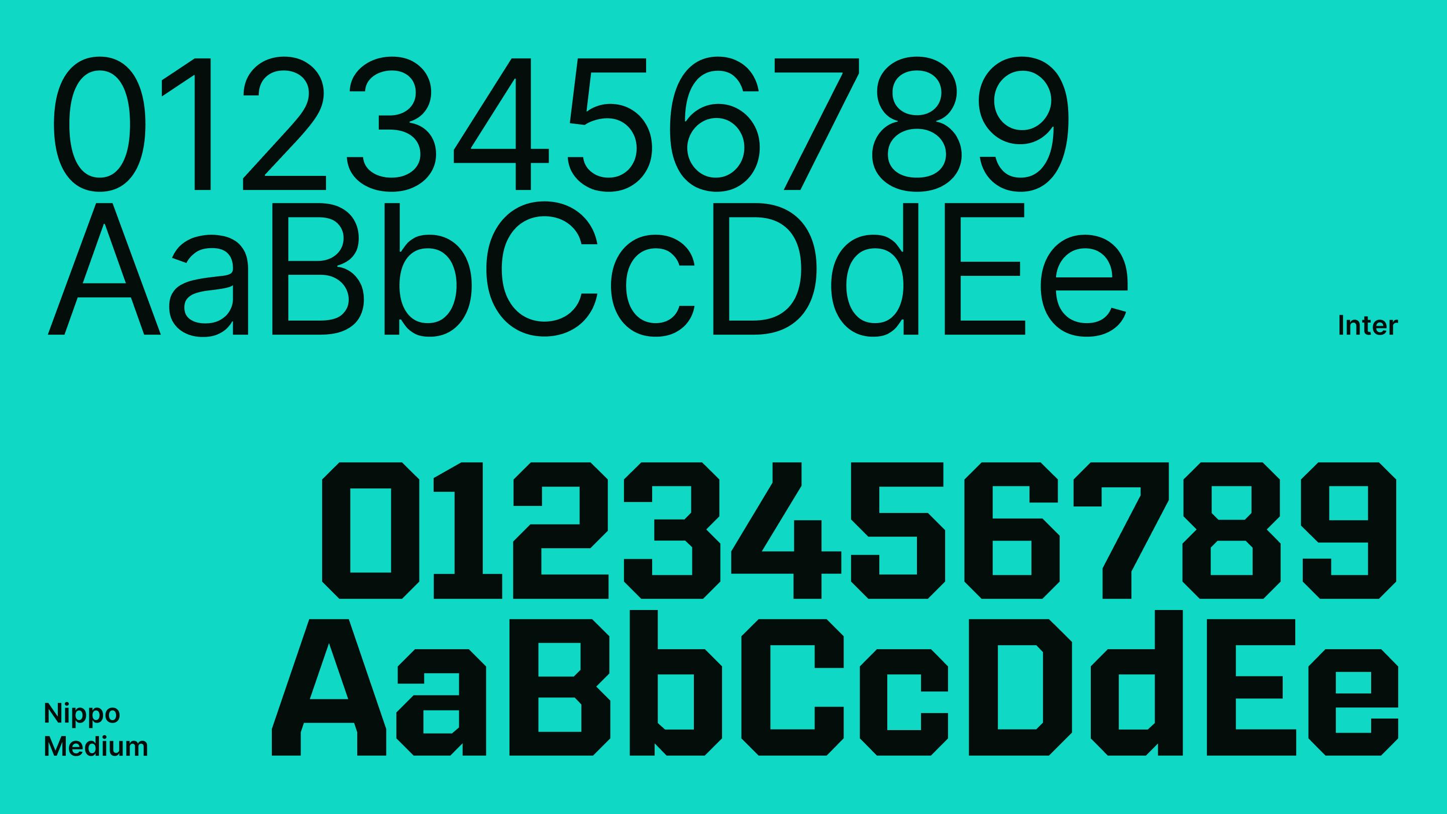 Brket typography specimen showing Inter and Nippo.