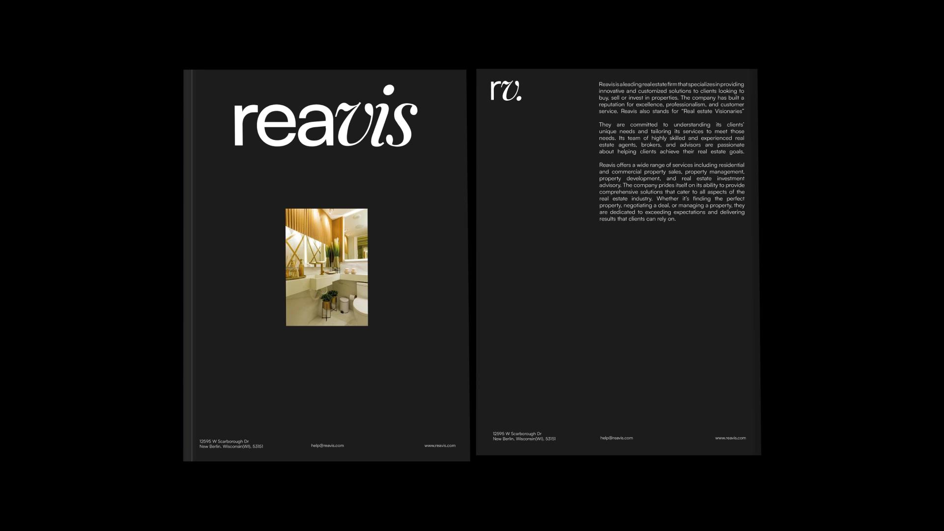 Reavis black brochure cover and introduction