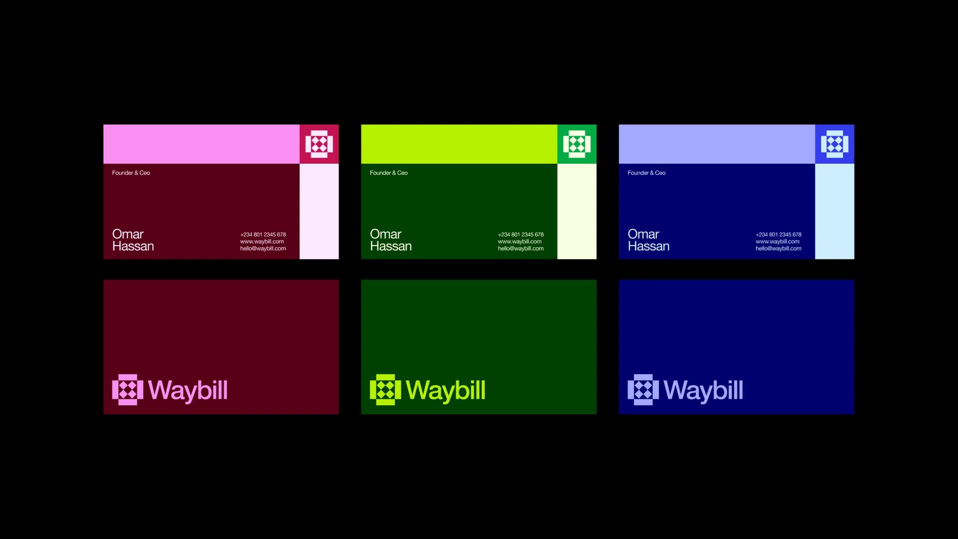 Waybill business card colour variations