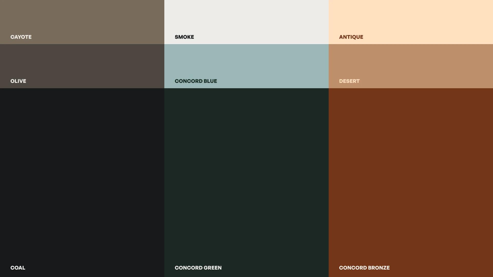 CONCORD earthy brand colour palette