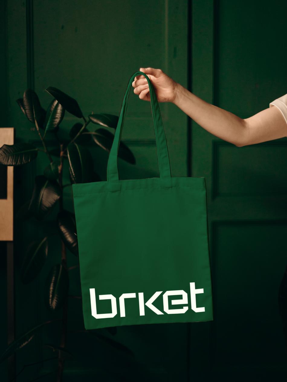 Brket branded green tote bag.