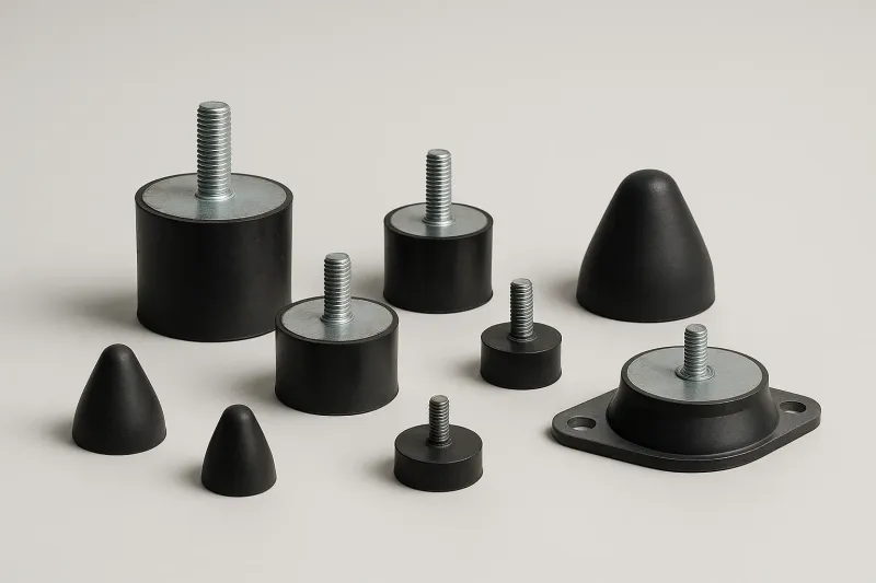 Schwingungsdämpfer und Gummipuffer in verschiedenen Bauformen