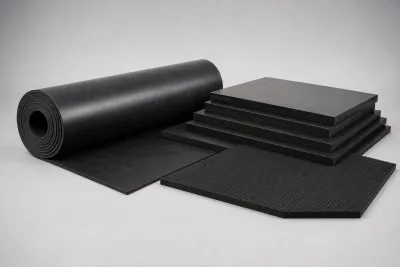 Beispielhafte Platten und Rollen als Illustration für FKM-Platten und Dichtungszuschnitte
