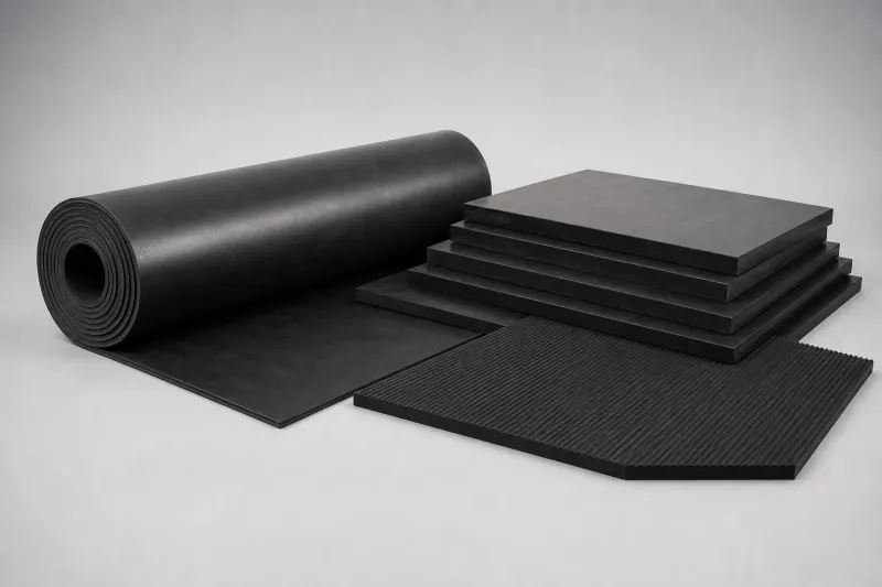 Gummiplatten und Gummimatten: Rollenware, Stärken-Stapel und Riffelmatte