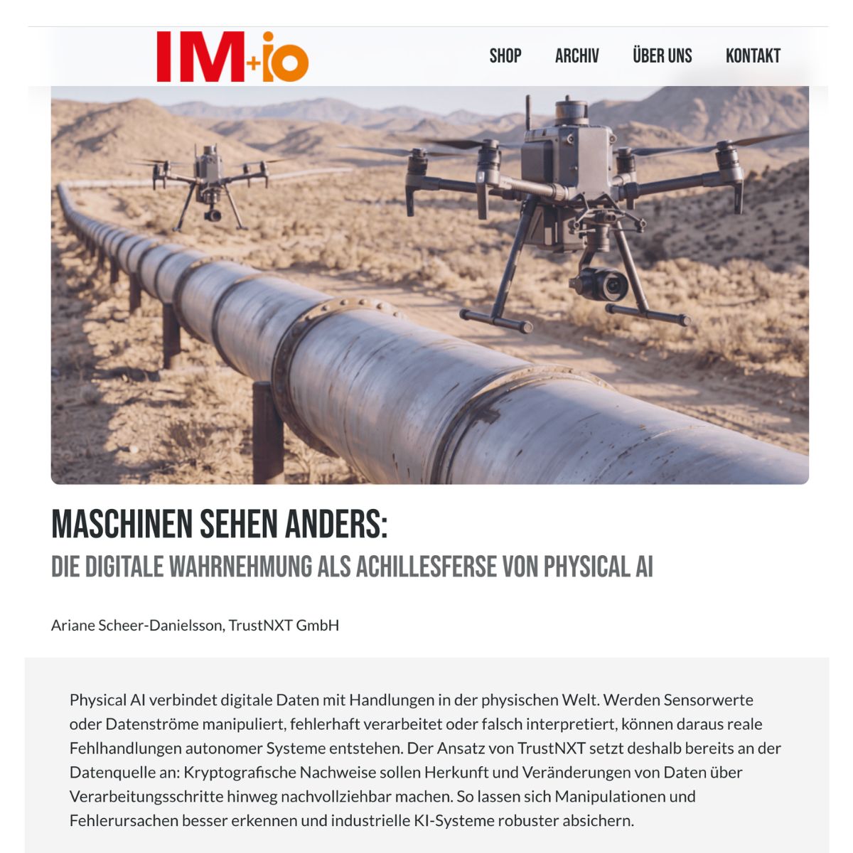 Article of our Co-Founder Ariane in IM+io