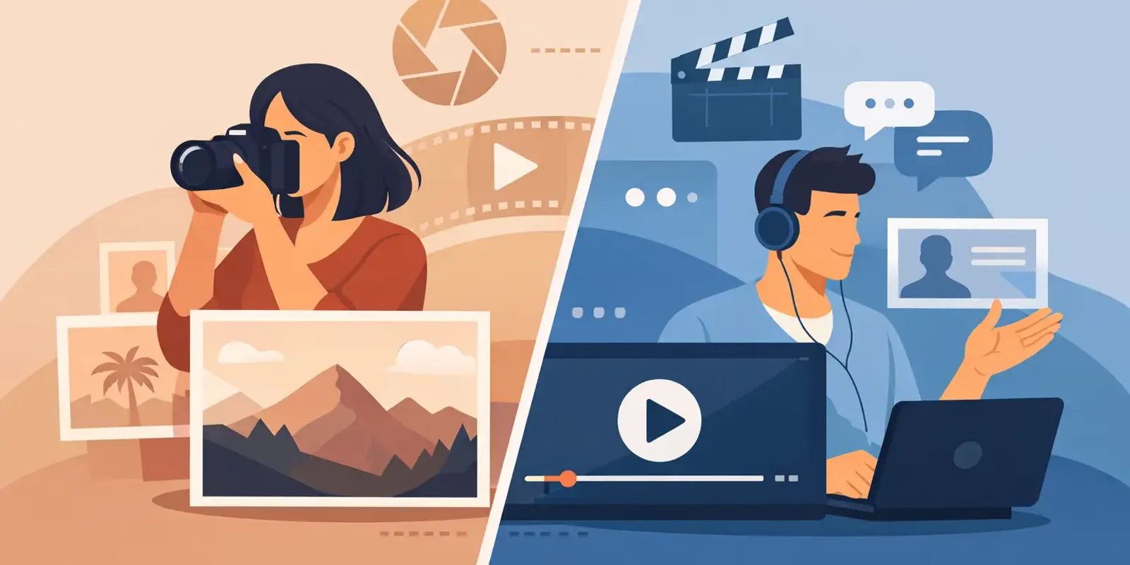 Illustration für den Artikel "Foto oder Video Content - was wirkt besser?"