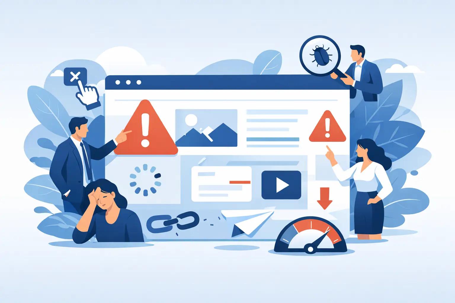 Illustration für Artikel "7 Fehler auf Unternehmenswebsites vermeiden"