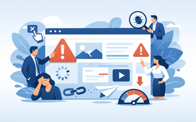 Illustration für Artikel "7 Fehler auf Unternehmenswebsites vermeiden"
